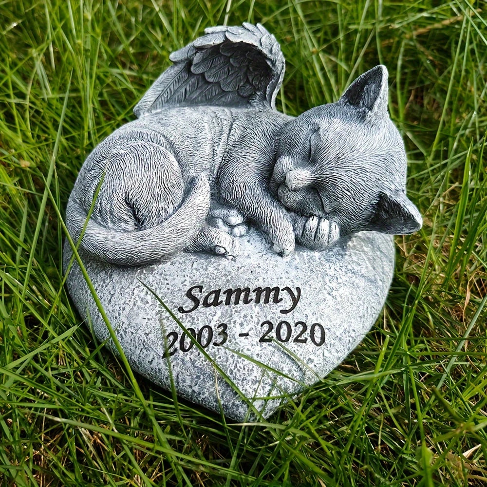 Angel Cat Memorial Stone