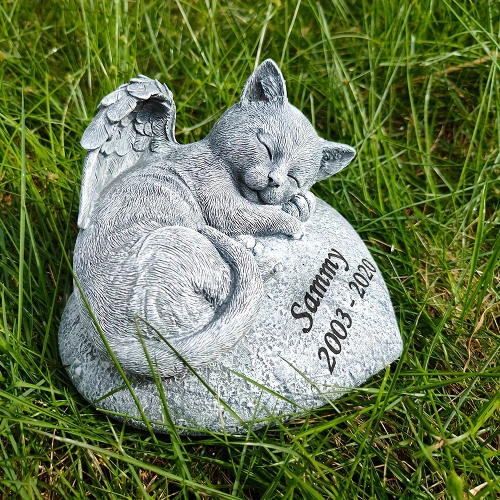 Angel Cat Memorial Stone