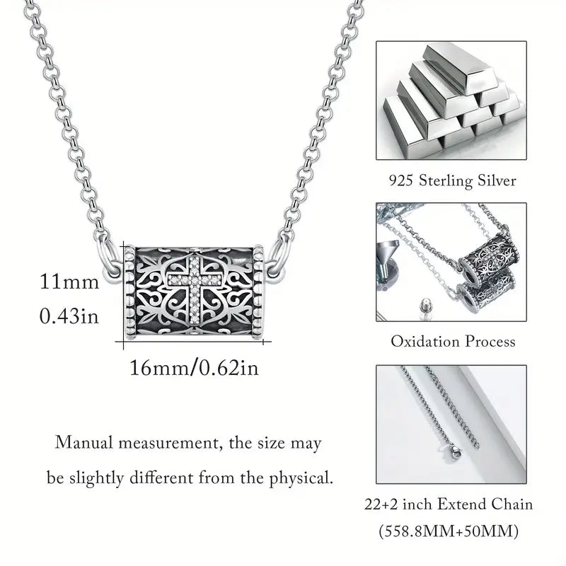 Sterling Silver Cross Urn Necklace