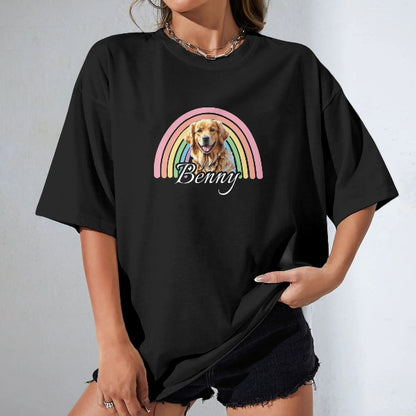 Custom Pet Portrait T-Shirt Rainbow - PET GALAXIES